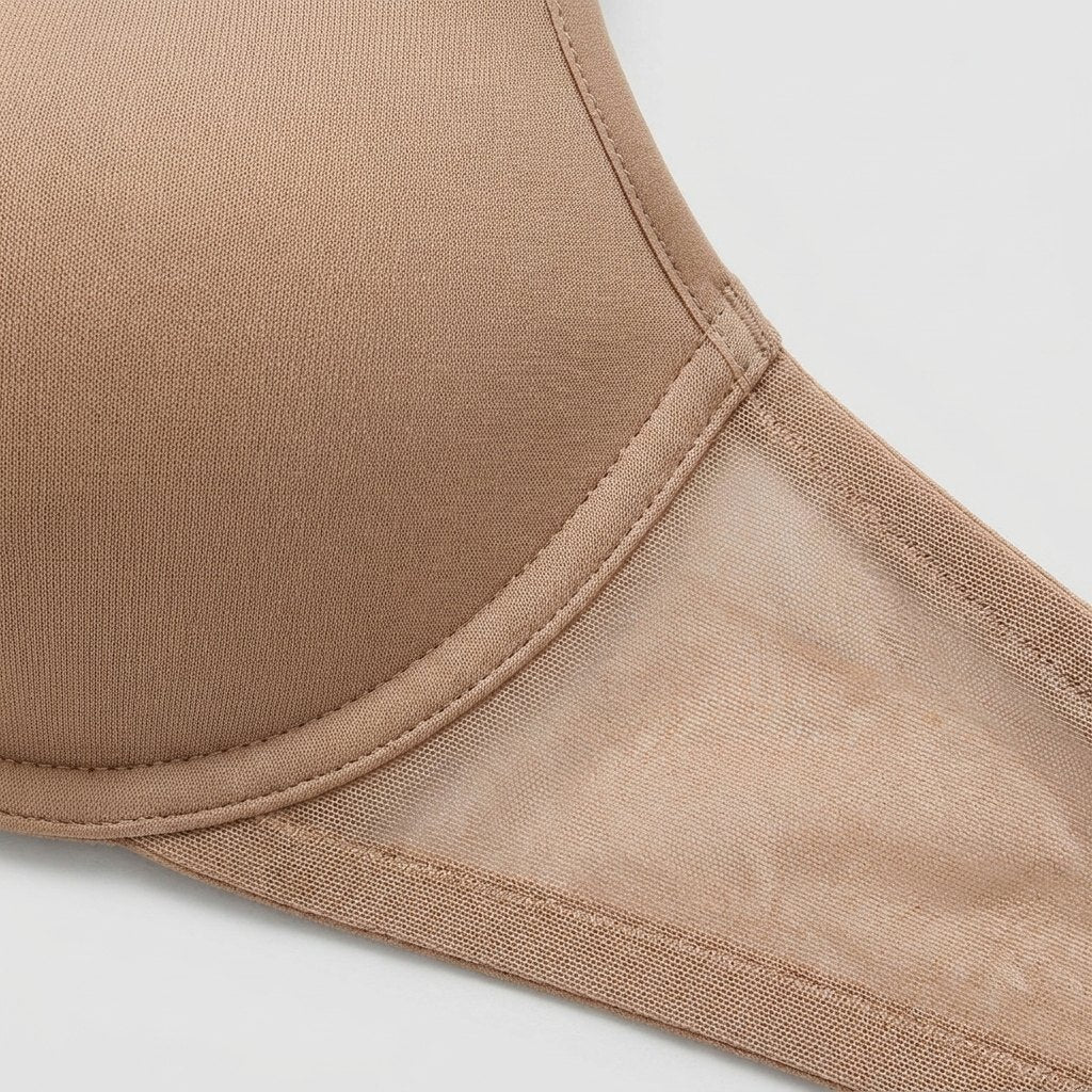 Uplift Plunge Bra taupe ultra-thin foam fabric detail