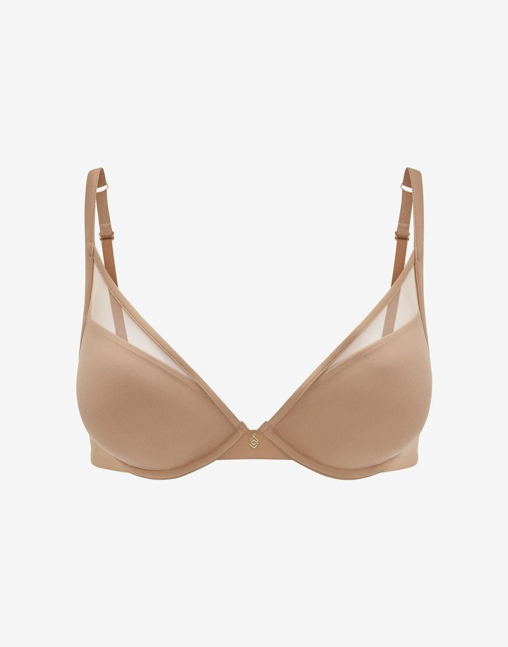 Uplift Plunge Bra taupe front view