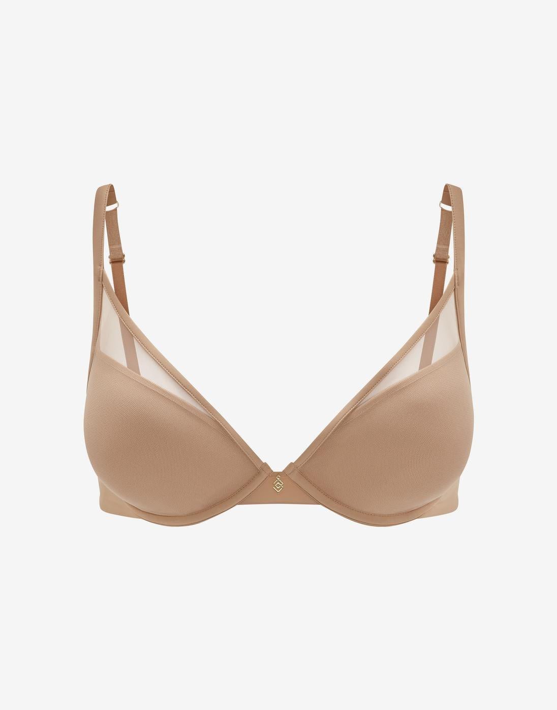 Uplift Plunge Bra taupe front view