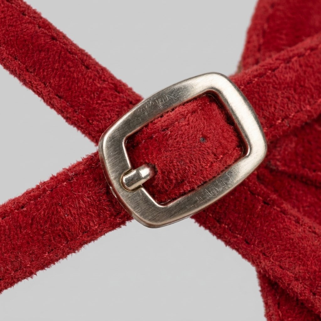 Vela velvet strap and buckle detail