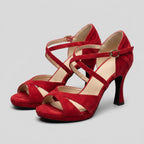 Vela velvet dance heels red pair