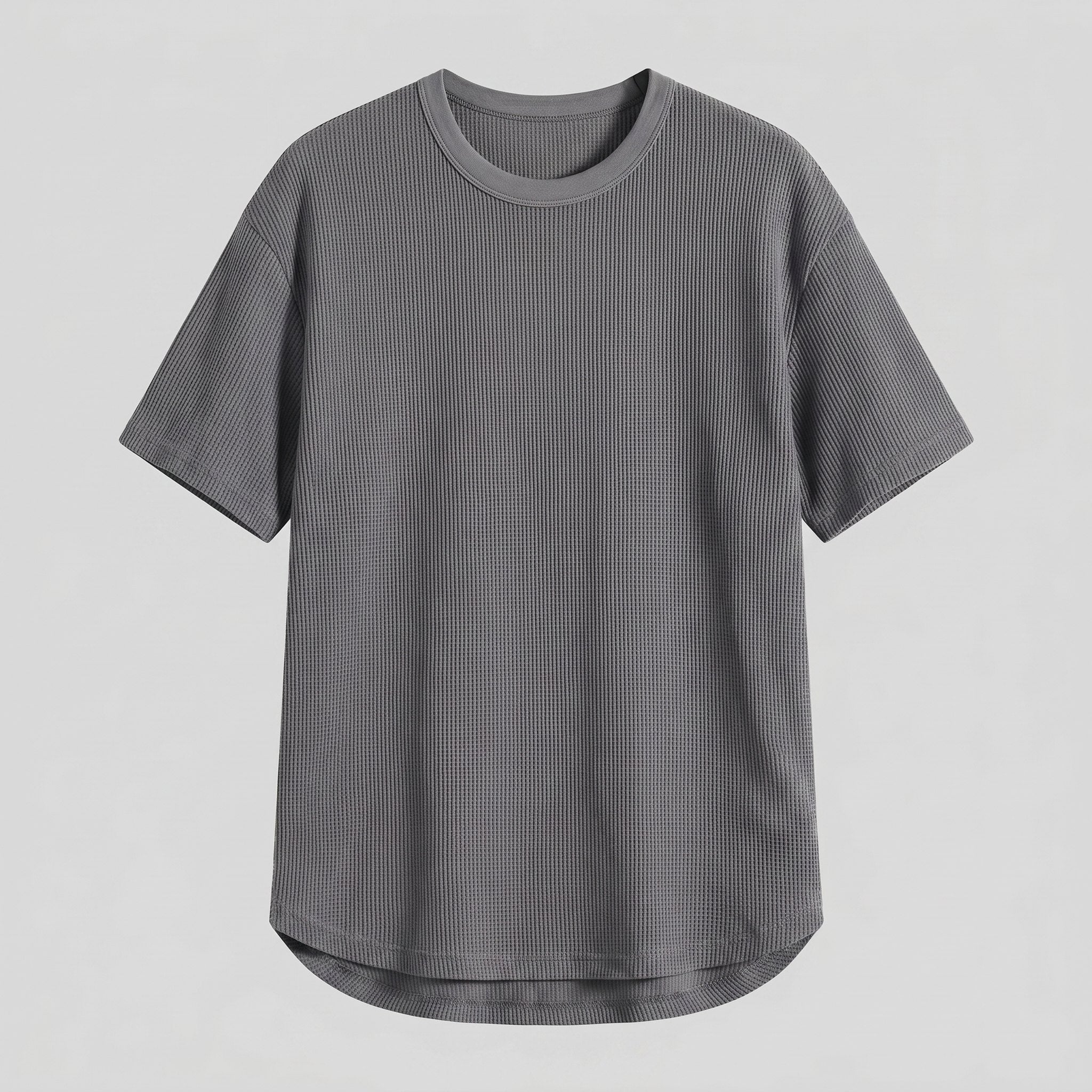 Vero mens waffle knit t-shirt gray product flat lay
