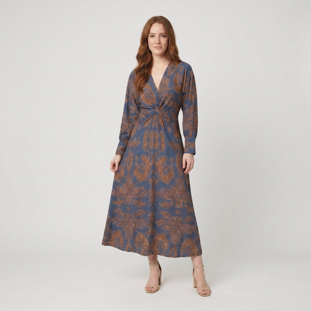 Violet wedding guest maxi dress blue