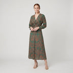 Violet wedding guest maxi dress green