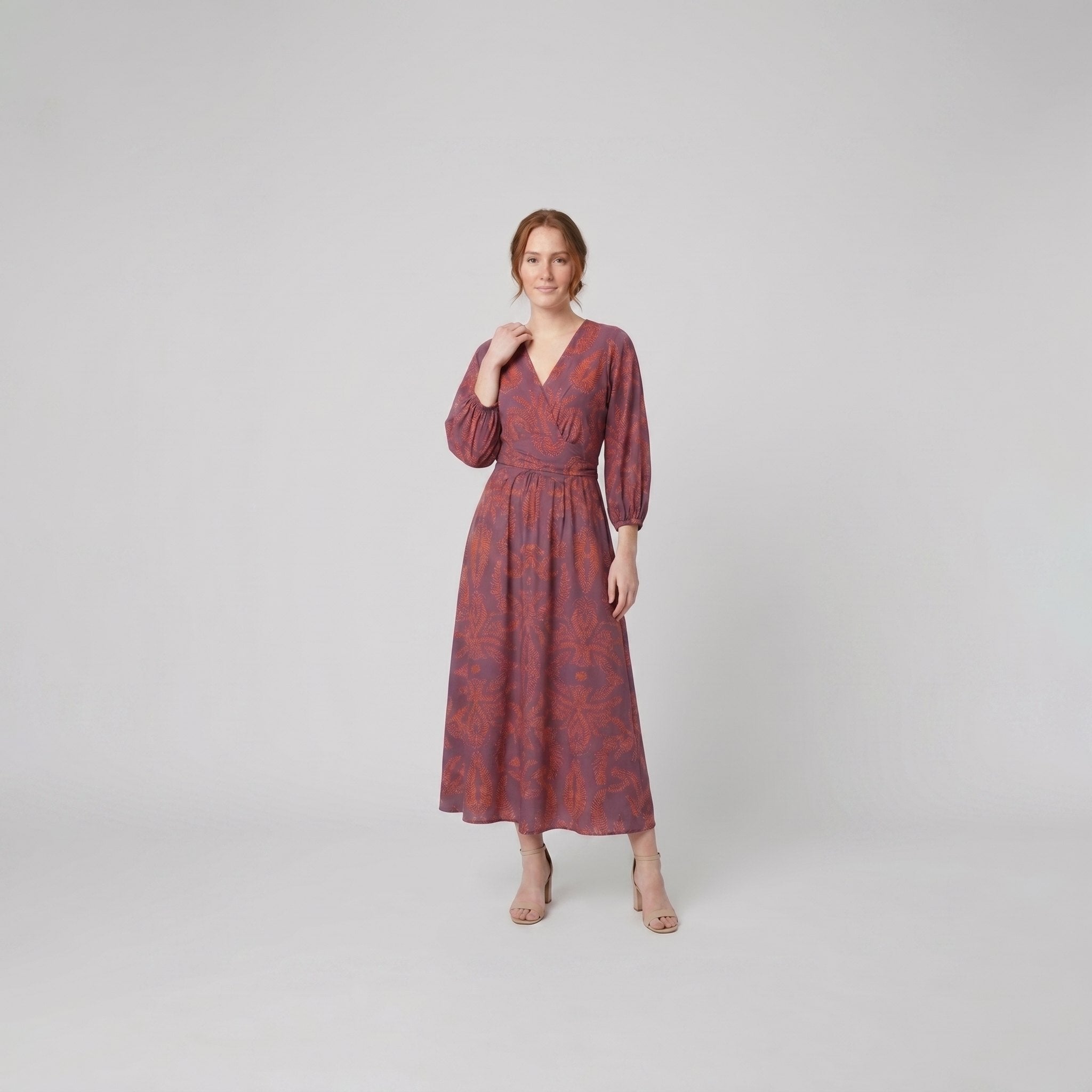 Violet wedding guest maxi dress purple