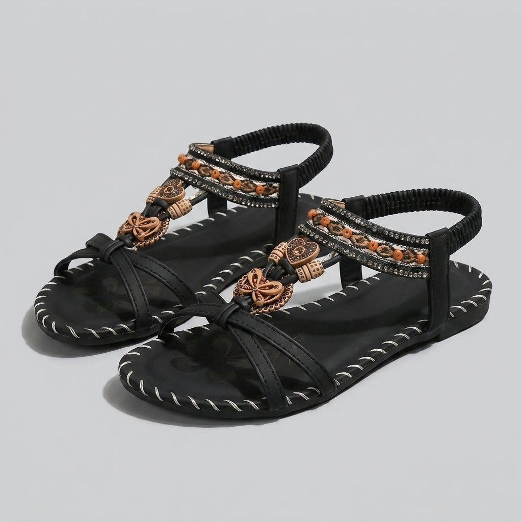 Vittoria Ibiza boho sandals black - front