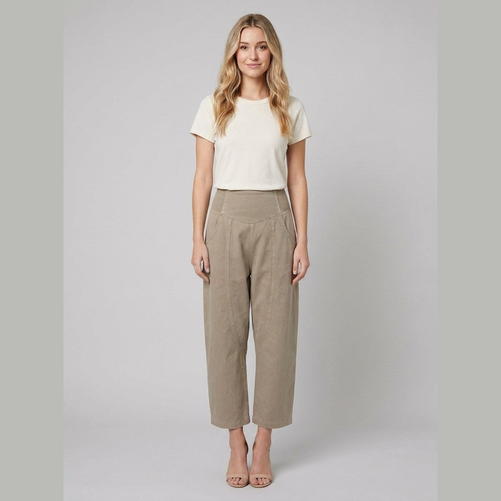 Wander khaki wide-leg harem linen pants front