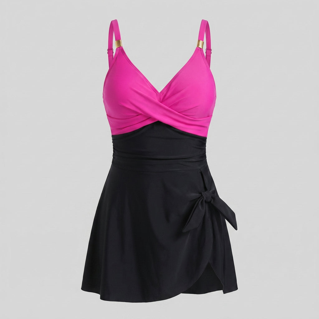 Waves swimdress rose red black