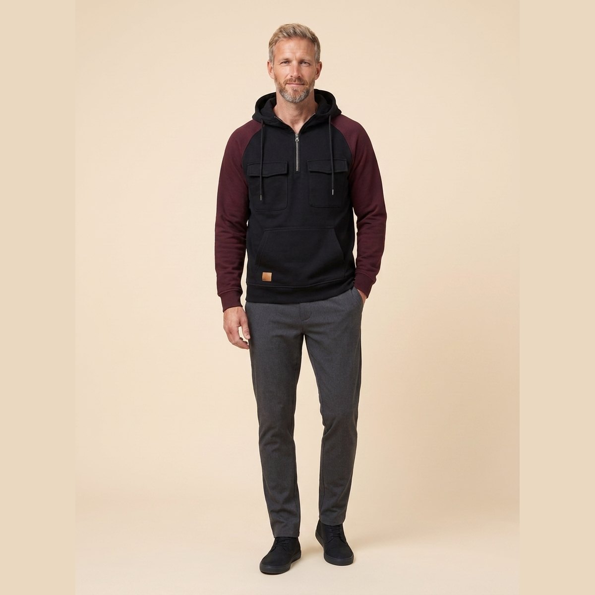 William Hoodie Black on model