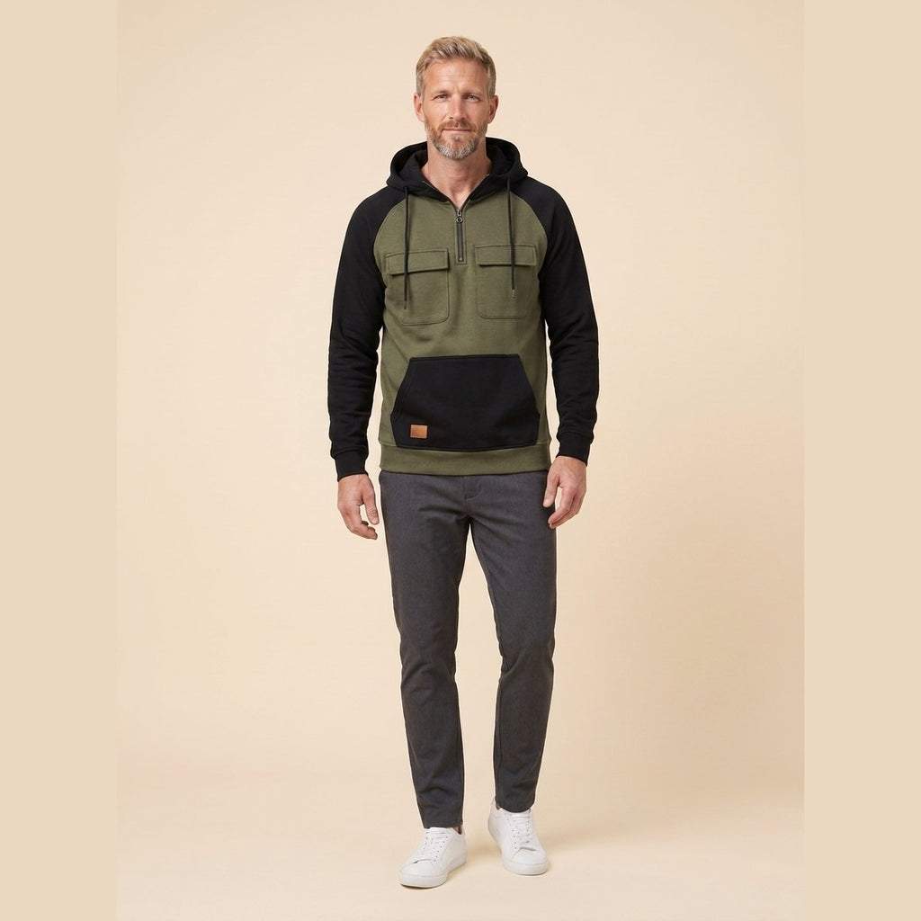 William Hoodie Khaki on model