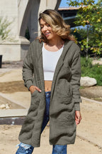 Wren hooded teddy jacket, dark gray