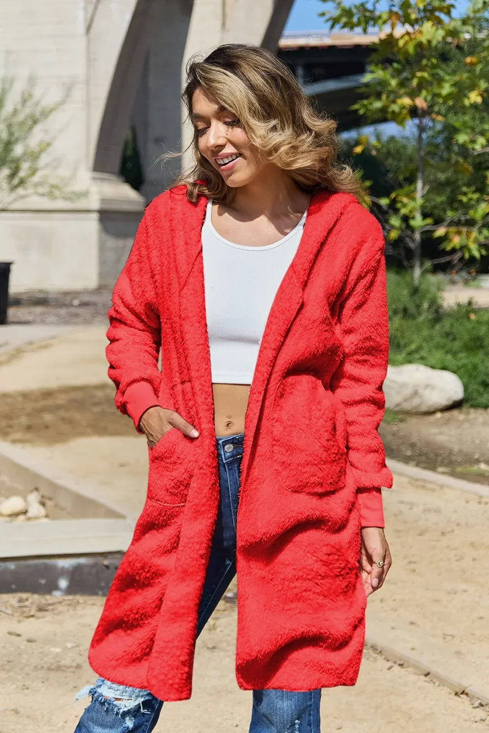 Women's Teddy Jacket, Hooded, Ribbed Thumbhole Cuffs, Unlined