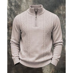 Simon Cable-Knit Quarter-Zip Sweater - Beige