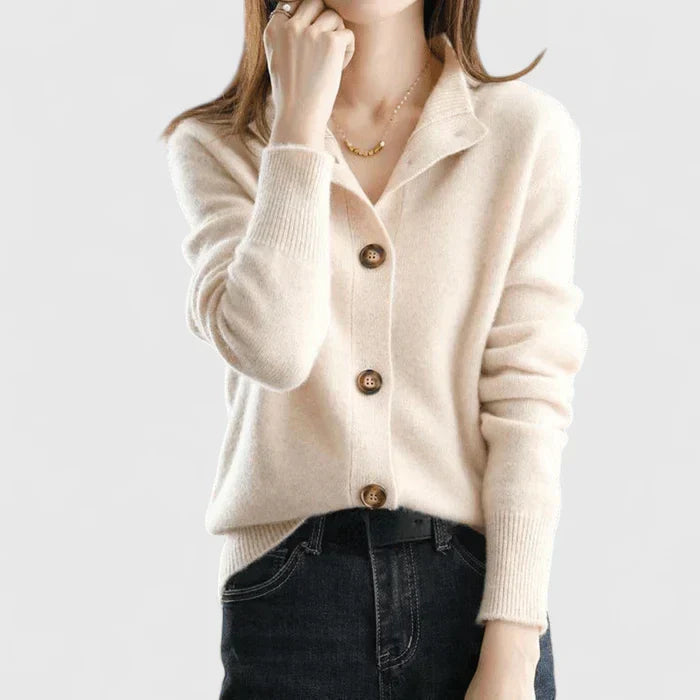 Adelie | Refined Collared Cardigan – front view