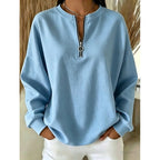 Adeline Ring-Zip Drop-Shoulder Sweatshirt – back view