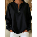 Adeline Ring-Zip Drop-Shoulder Sweatshirt – detail view