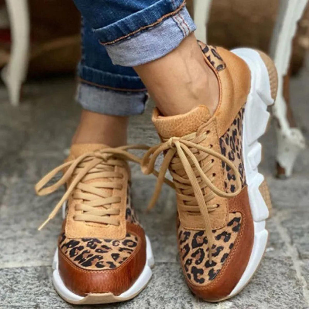Alina Leopard Print Lace-Up Sneakers – front view