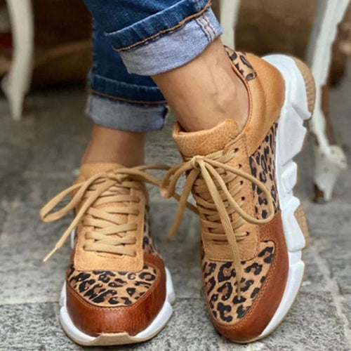 Alina Leopard Print Lace-Up Sneakers – front view