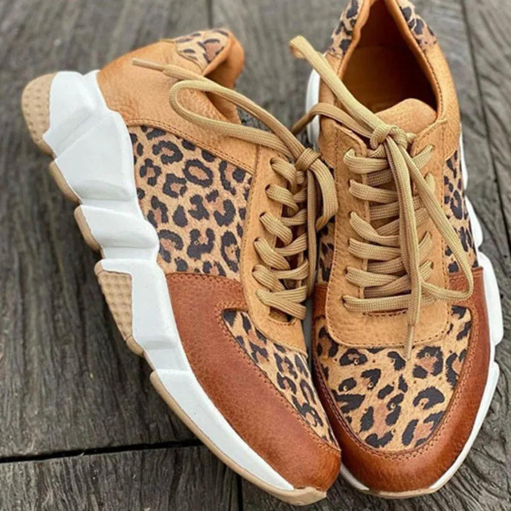 Alina Leopard Print Lace-Up Sneakers – front view