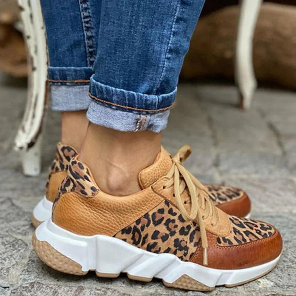 Alina Leopard Print Lace-Up Sneakers – side view