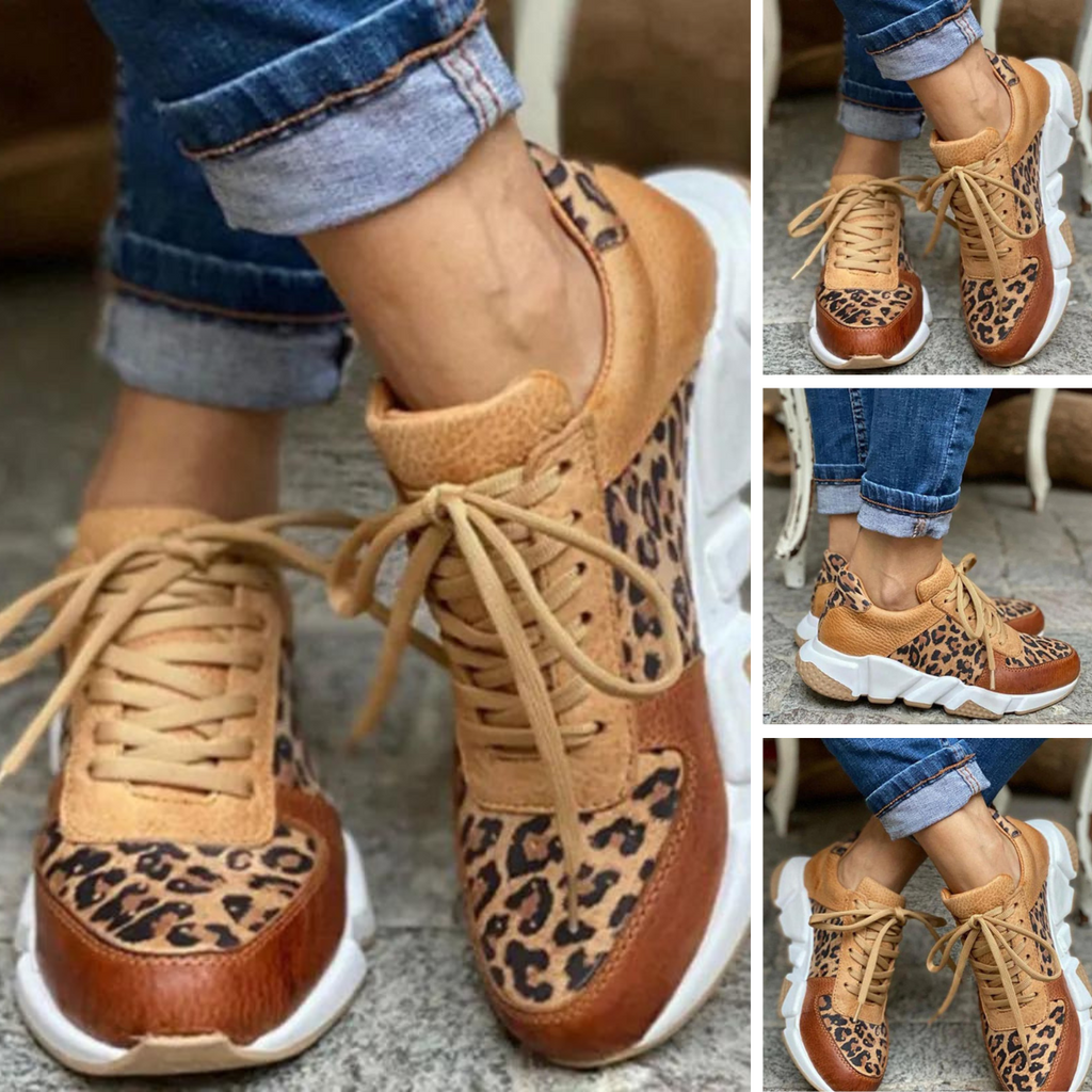 Alina Leopard Print Lace-Up Sneakers – styled view