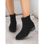Alix | Side-Zip Block Heel Ankle Boots – styled view