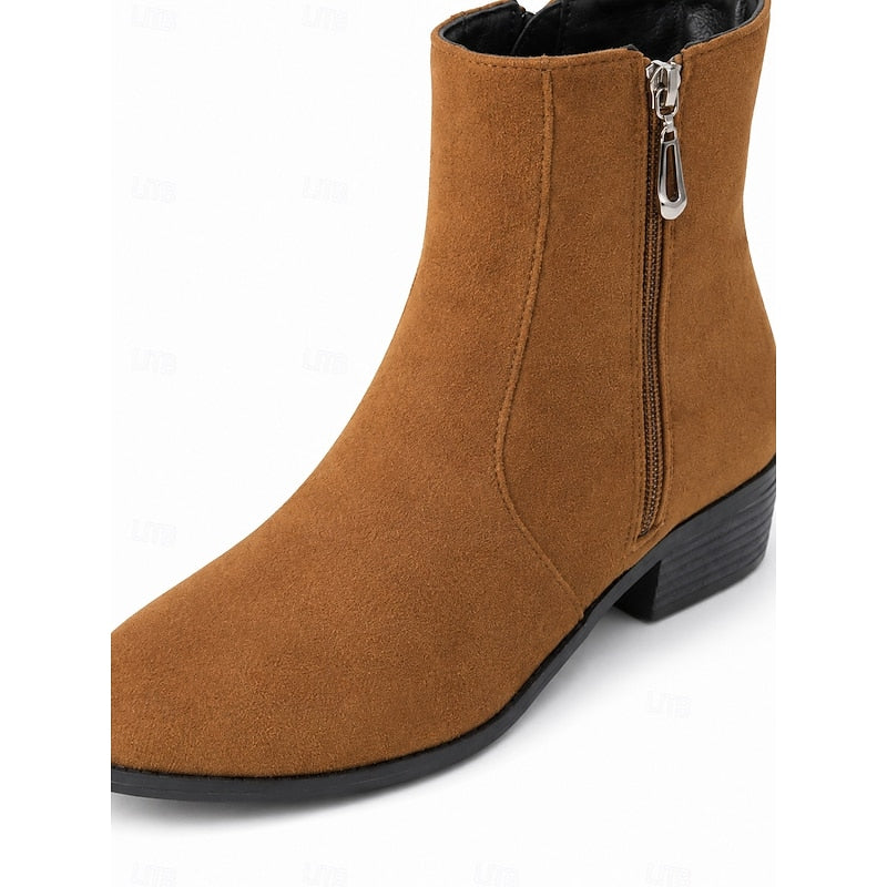 Alix | Side-Zip Block Heel Ankle Boots – close-up