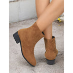 Alix | Side-Zip Block Heel Ankle Boots – styled view