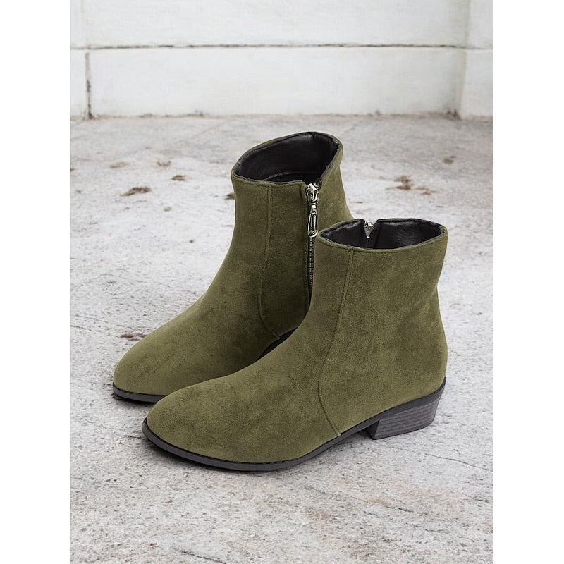 Alix | Side-Zip Block Heel Ankle Boots – front view