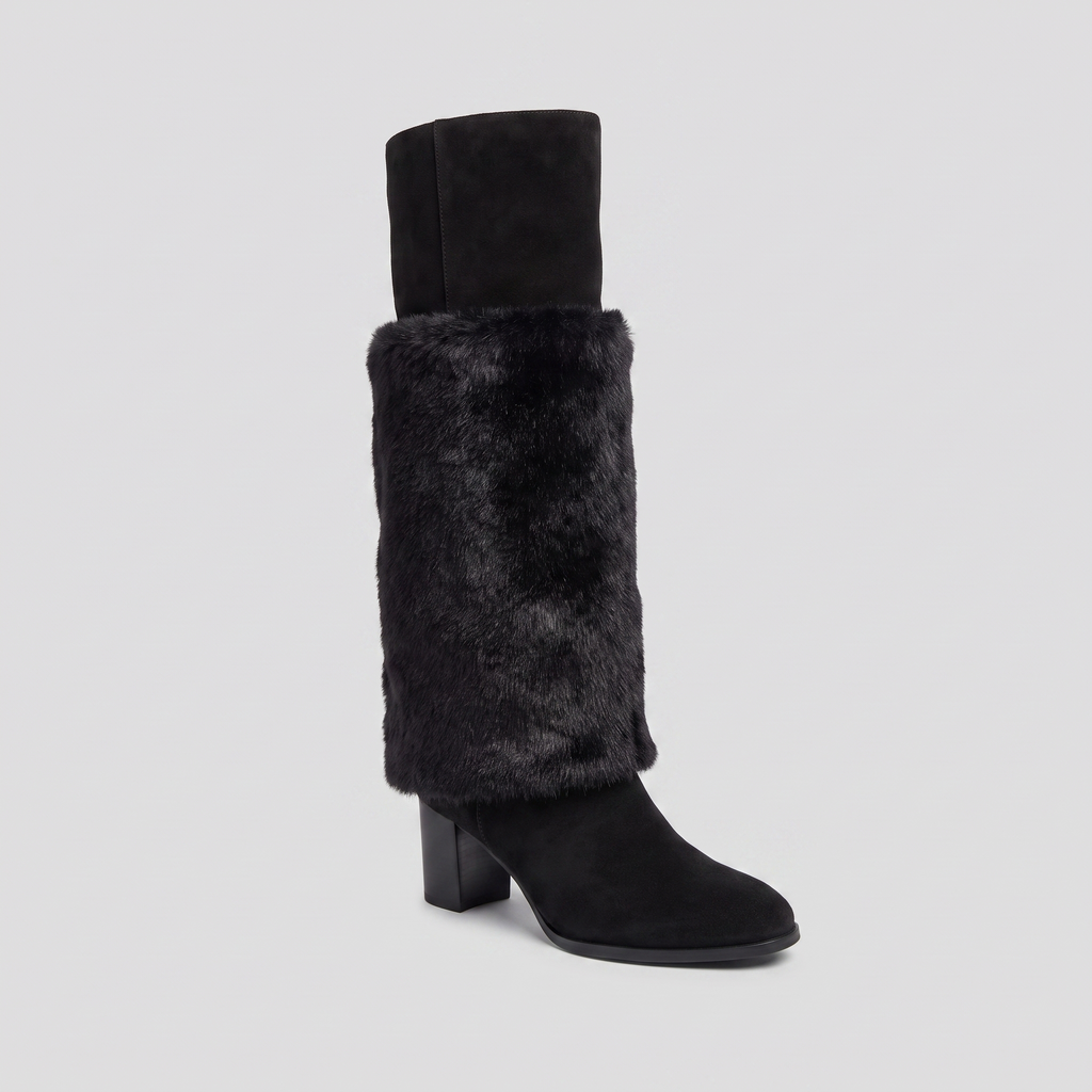 Alpi mid-calf fur-panel boot black