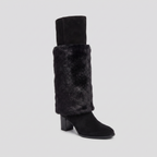 Alpi mid-calf fur-panel boot black