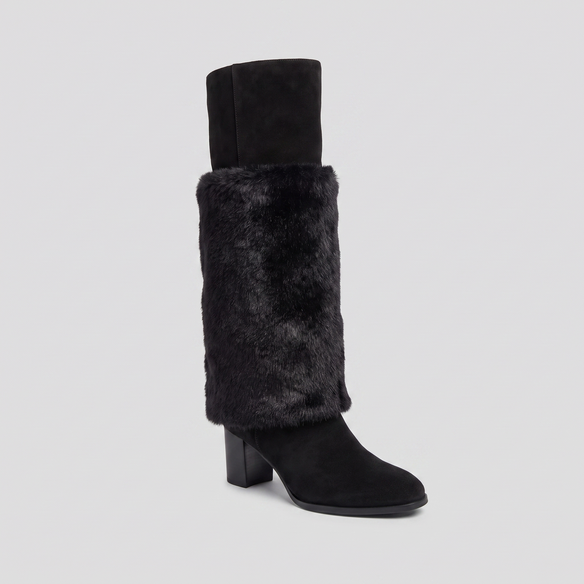 Alpi mid-calf fur-panel boot black