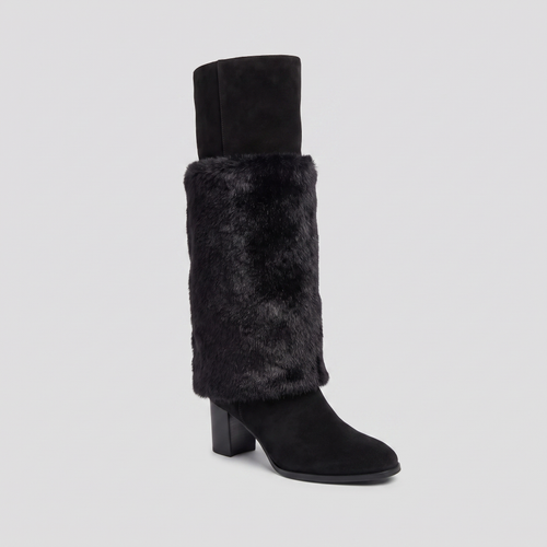 Alpi mid-calf fur-panel boot black