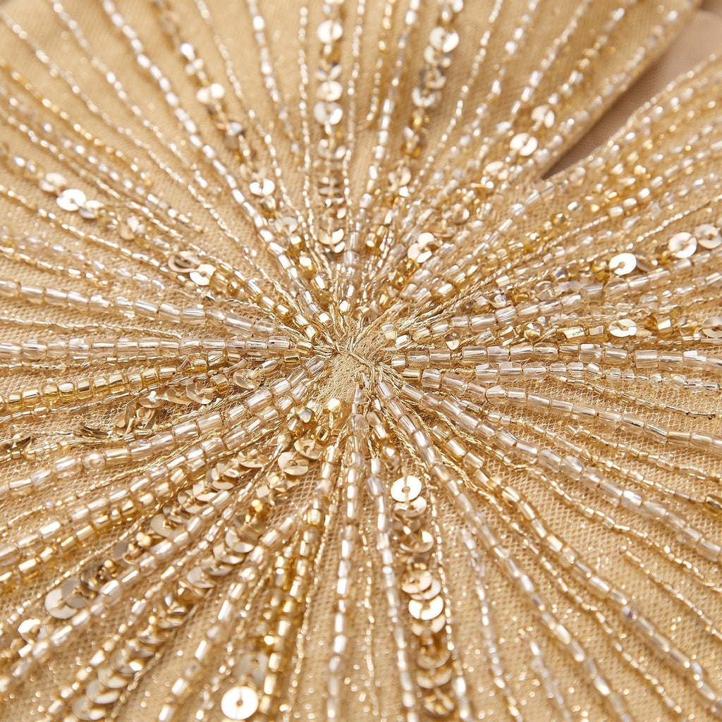 Amalia | Beaded Deep-V Fit-and-Flare Gown by Vera Noir – detail view
