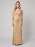 Amalia | Beaded Deep-V Fit-and-Flare Gown by Vera Noir – in champagne