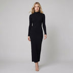 Amelie | Slim-Fit Wool-Blend Maxi Sweater Dress by Vera Noir – in black