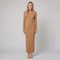 Amelie | Slim-Fit Wool-Blend Maxi Sweater Dress by Vera Noir – in camel