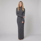Amelie | Slim-Fit Wool-Blend Maxi Sweater Dress by Vera Noir – in grey