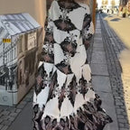 Anirelle Printed V-Neck Flared Sleeve Dress – side view