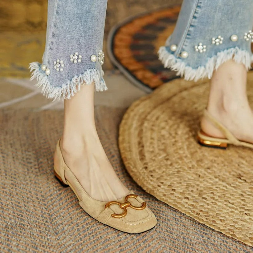 Annetta | Comfort Slingback Flats – styled view