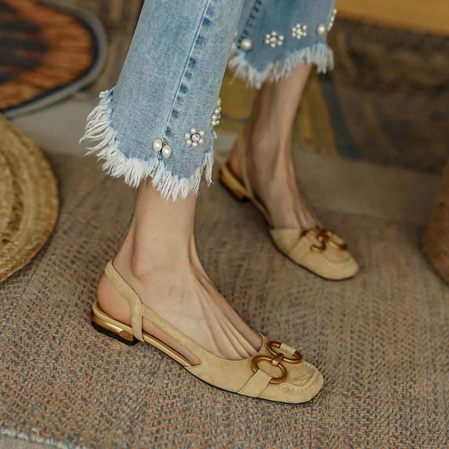 Annetta | Comfort Slingback Flats – styled view