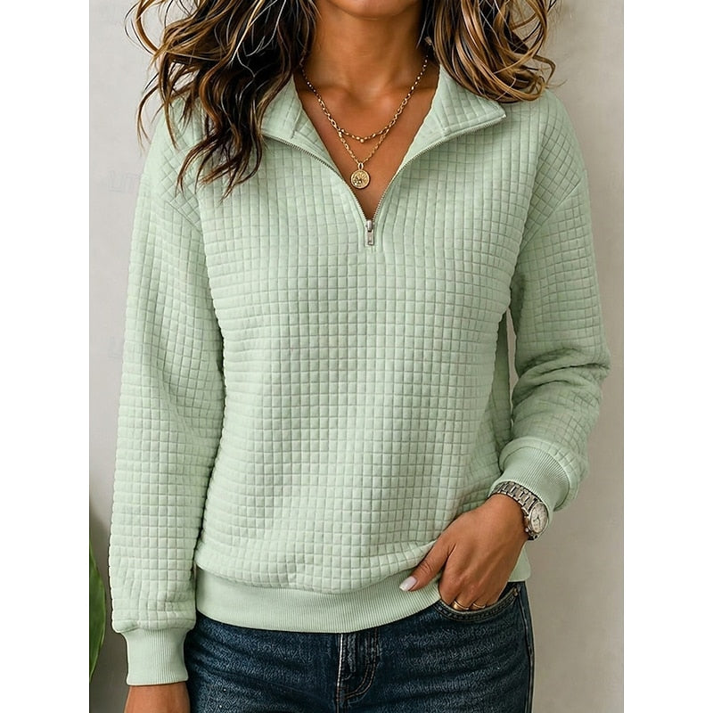 Annette Collared Quarter-Zip Sweatshirt – front view
