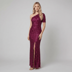 Anouk | One-Shoulder Sequin Gown in Pitaya Pink by Vera Noir – in pitaya pink