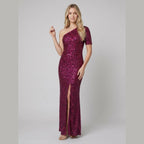 Anouk | One-Shoulder Sequin Gown in Pitaya Pink by Vera Noir – back view