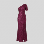 Anouk | One-Shoulder Sequin Gown in Pitaya Pink by Vera Noir – detail view