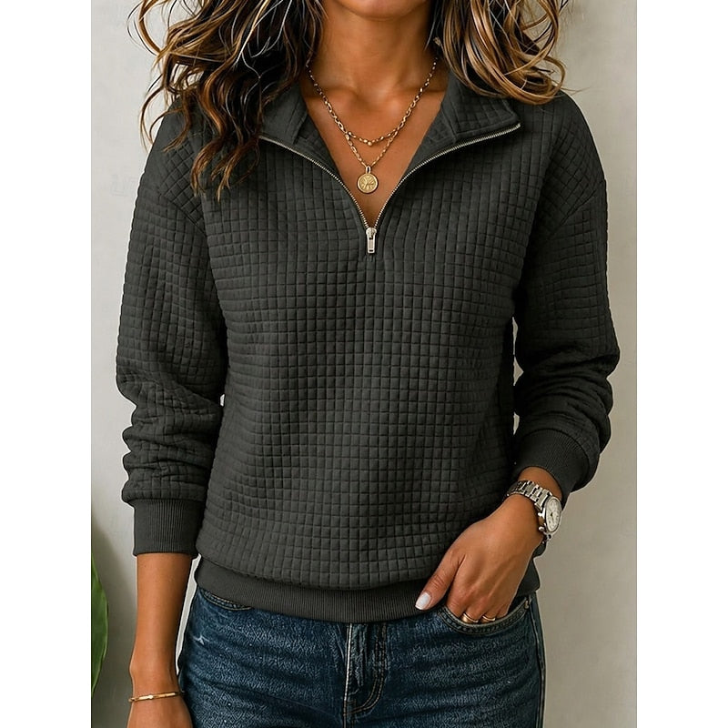 Anouska | Textured Quarter-Zip Pullover – front view