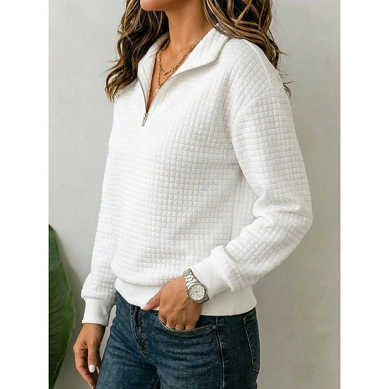 Anouska | Textured Quarter-Zip Pullover – front view