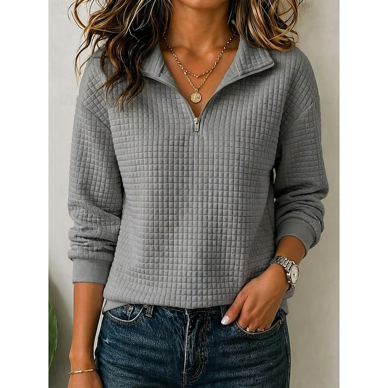 Anouska | Textured Quarter-Zip Pullover – front view