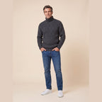 Aran Fisherman Turtleneck Sweater in charcoal – front view