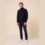 Aran Fisherman Turtleneck Sweater in black – front view